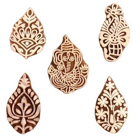 Set of 5 Piece New Mix Wooden Printing Block